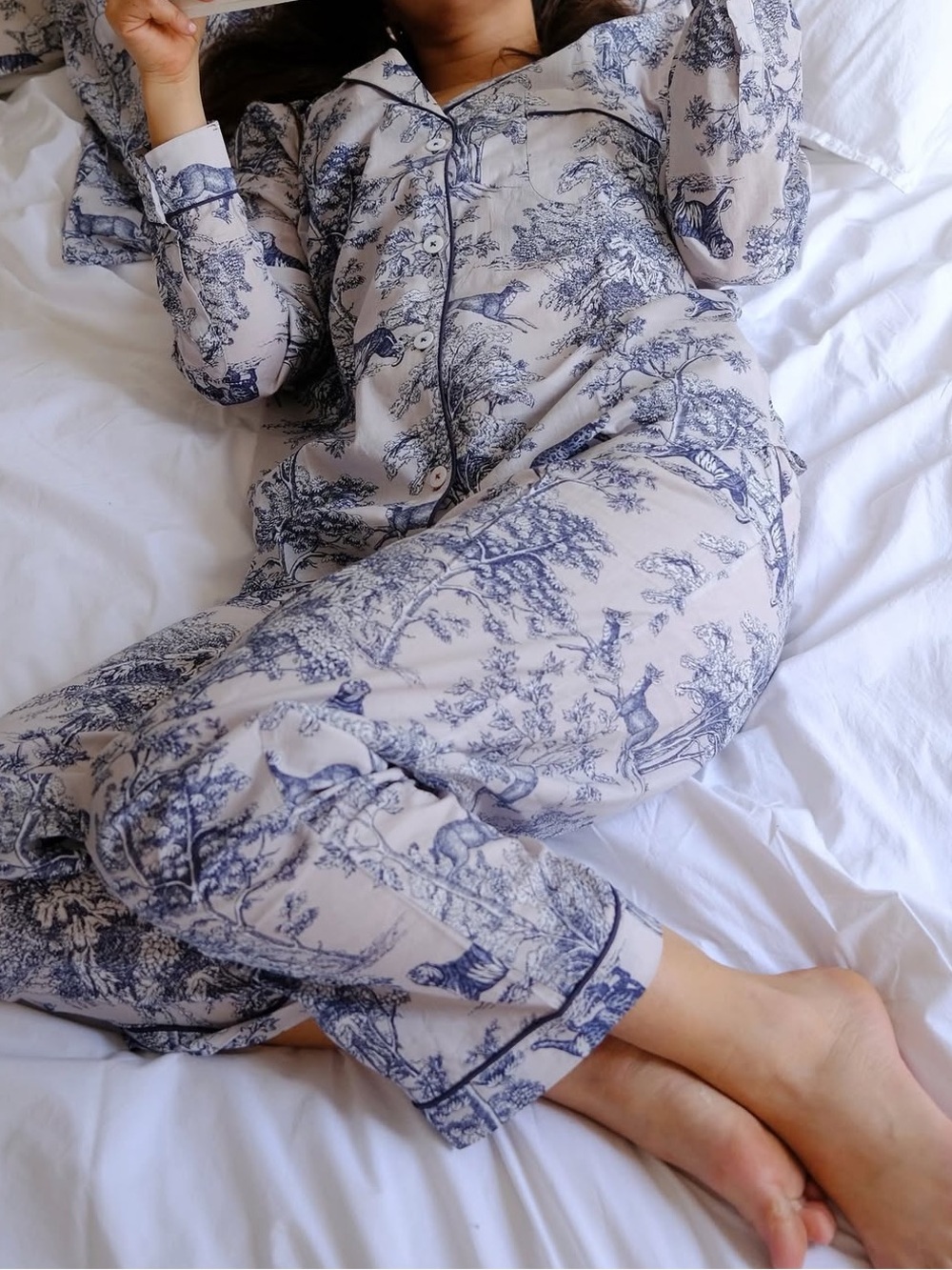 Monoprix Femme Blue Designed Two Piece Set including Cover-up Cardigan and Pants